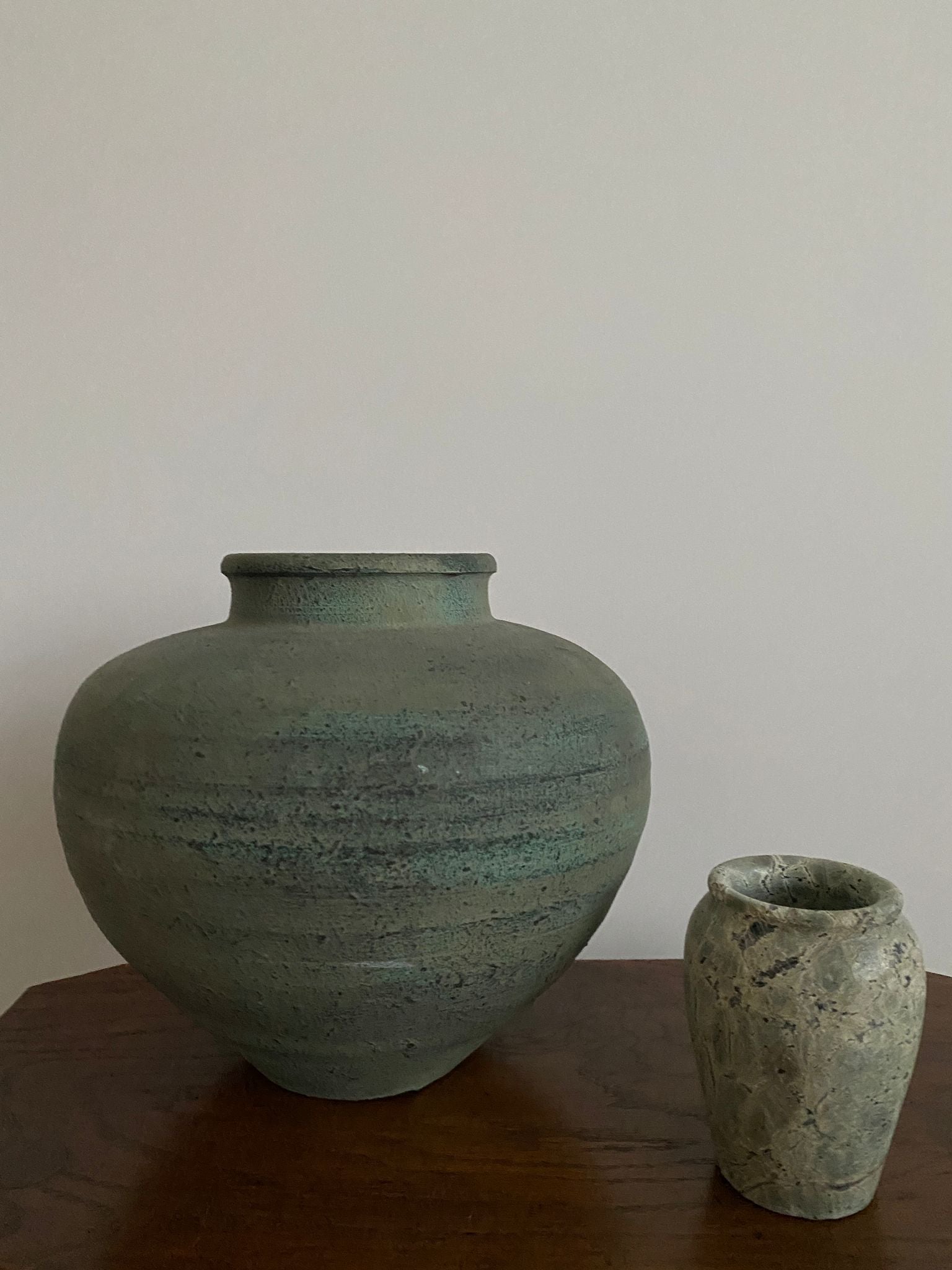 VERDIGRIS CLAY VESSEL