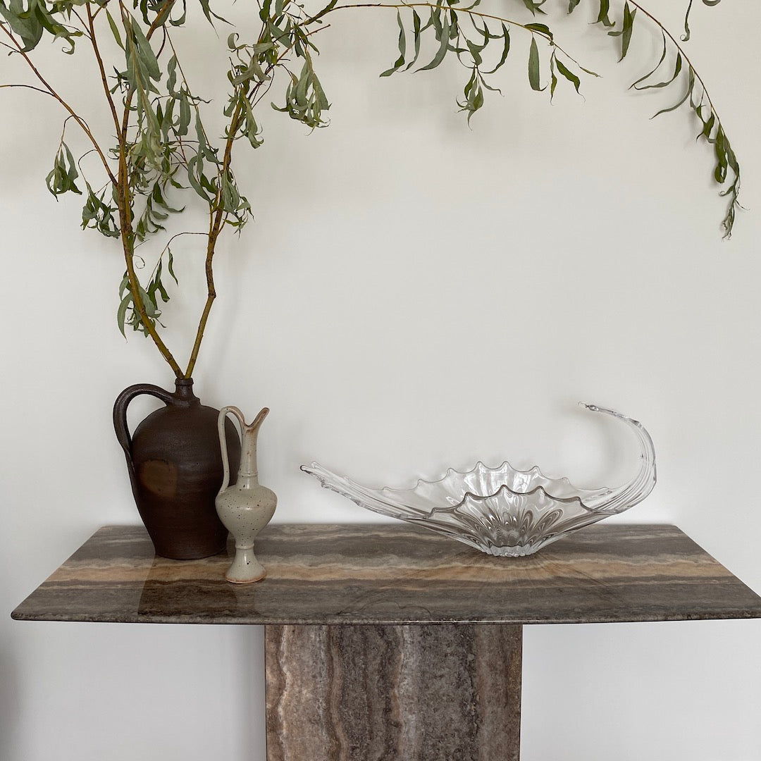 Faux stone store console table