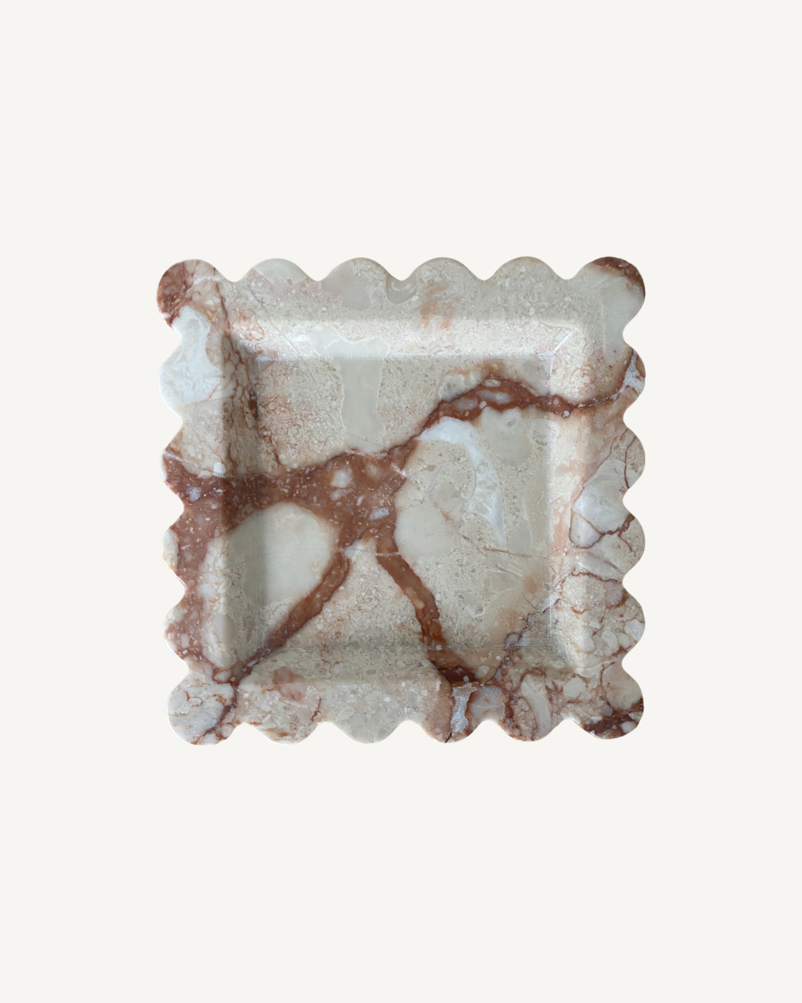 SQUARE SCALLOP TRAY AMBER NECTAR MARBLE